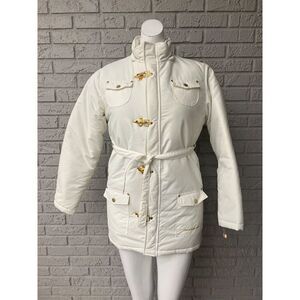 Calvin Klein Girls Ivory Puffer Coat With Gold Tone Hardware Size XL